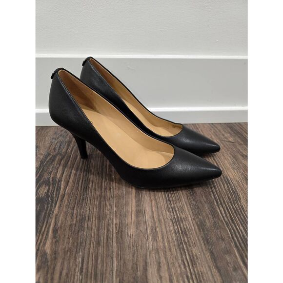 Michael Kors Black Leather Pointed Toe Heels Size 9.5M - Picture 1 of 10